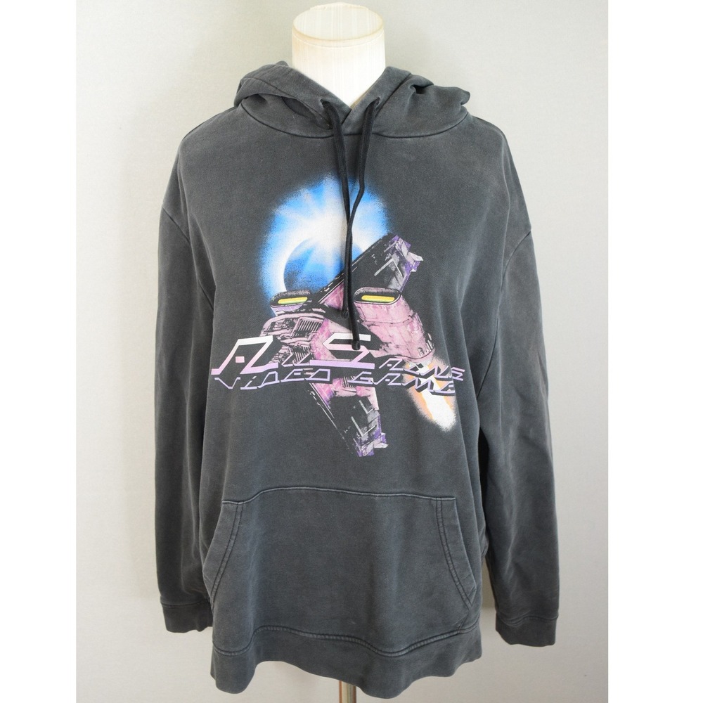 AllSaints Arcade OTH Hoody Large Black Video Game Graphic Mens Hoodie